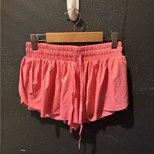 Womens Luogongzi Pink Flowey Athletic Shorts Size Small
